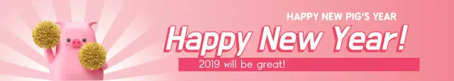 Banner de anúncio festivo rosa de ano novo