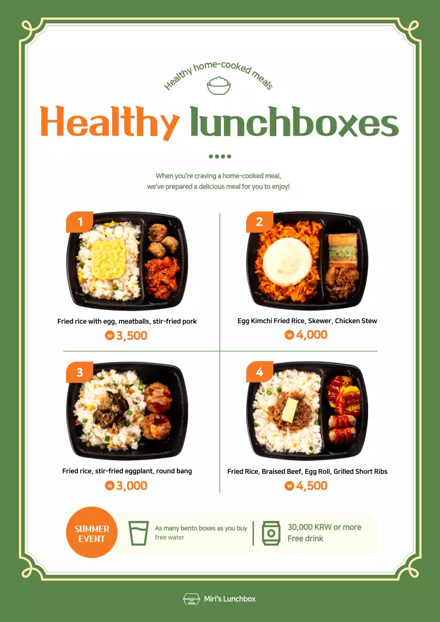 Promote calming bento boxes on a green background
