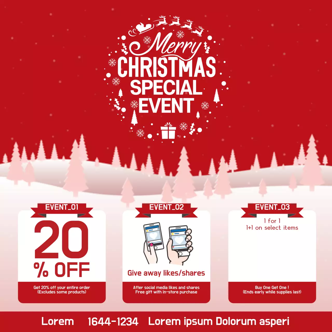 Banner vermelho festivo de promoção de Natal