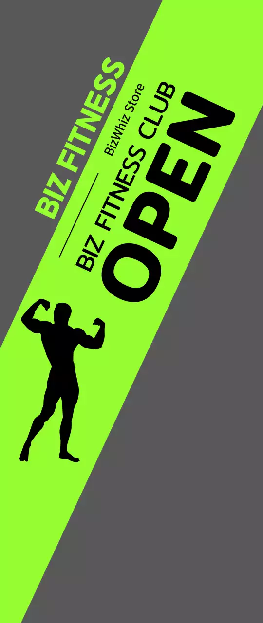 Spanduk angin terbuka klub kesehatan dengan siluet pria dengan dasar neon