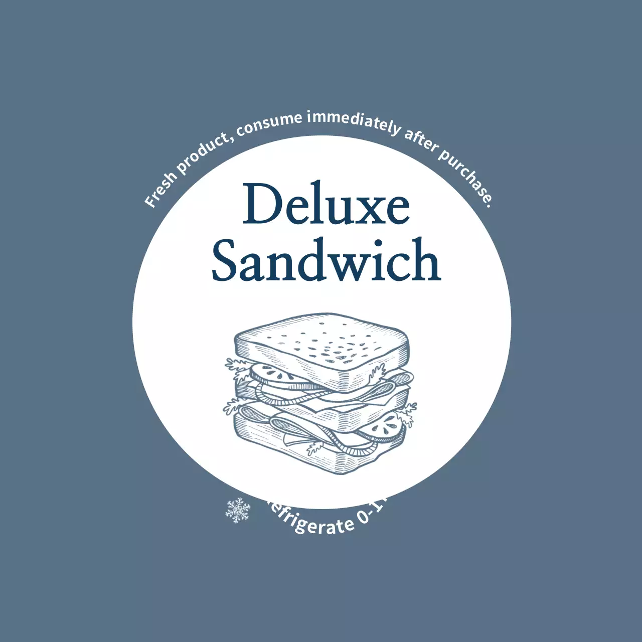 Blue illustration vintage food sandwich label