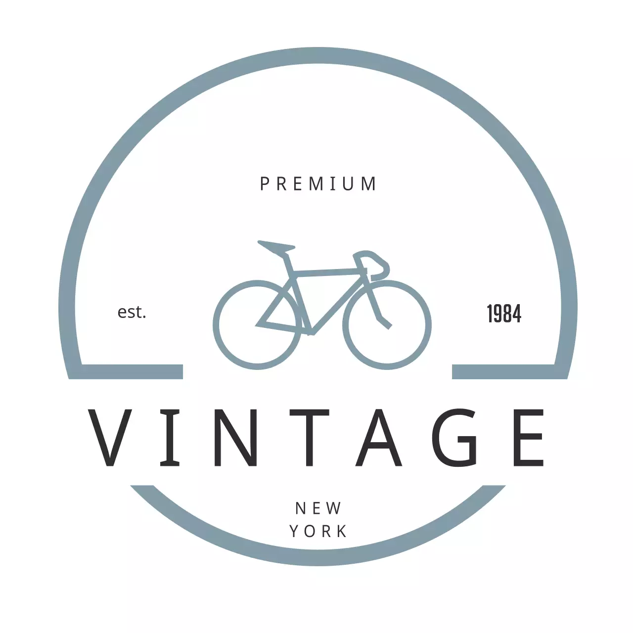 Grey Vintage Bicycle Logo