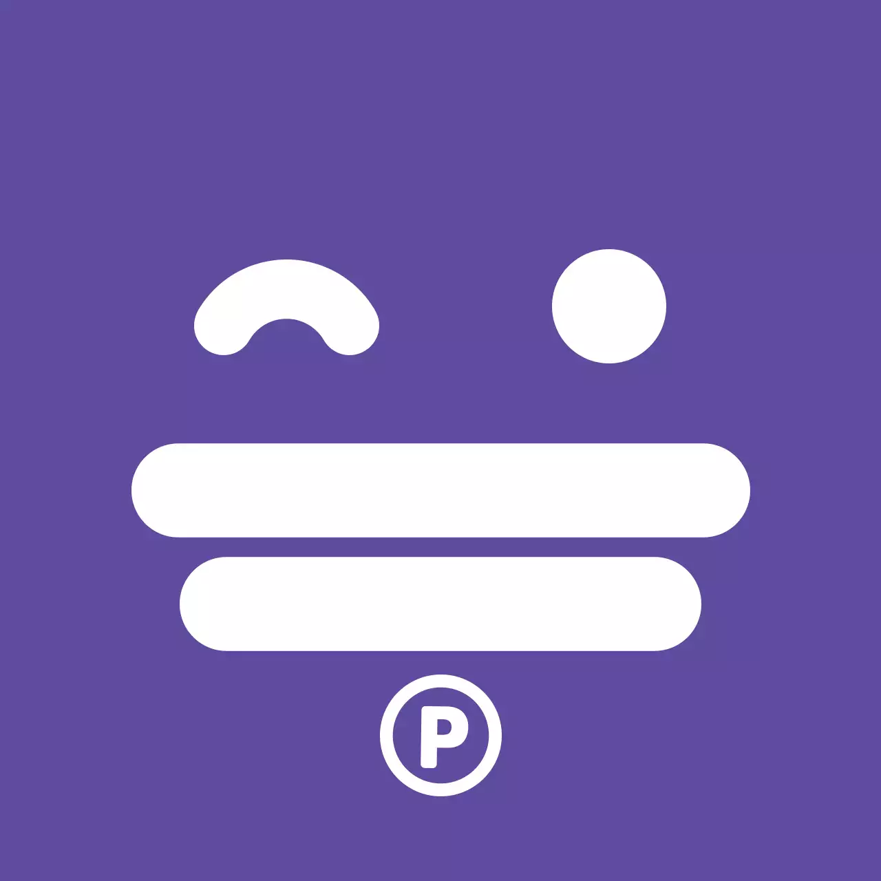 Purple emoji facial expression parking label