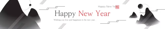 Banner de cartão de ano novo minimalista preto