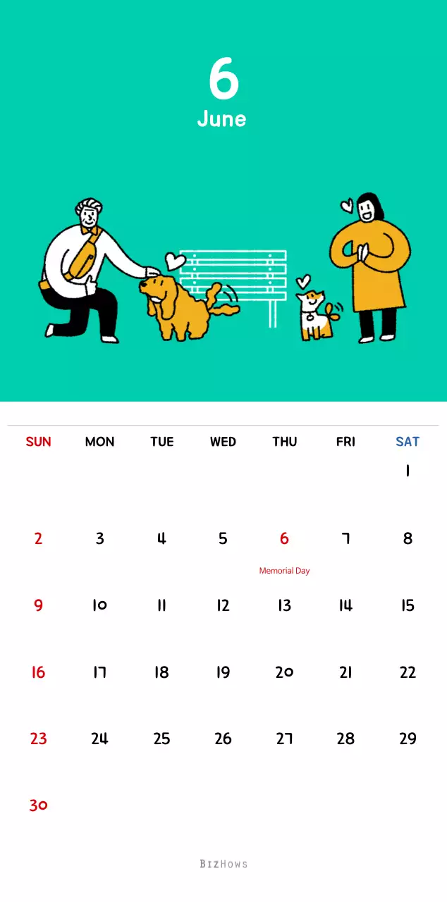 New Year's calendar with cute illustrations