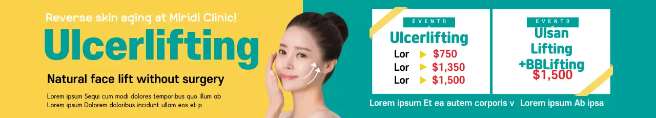 Banner de promoção de cuidados com a pele amarelo moderno