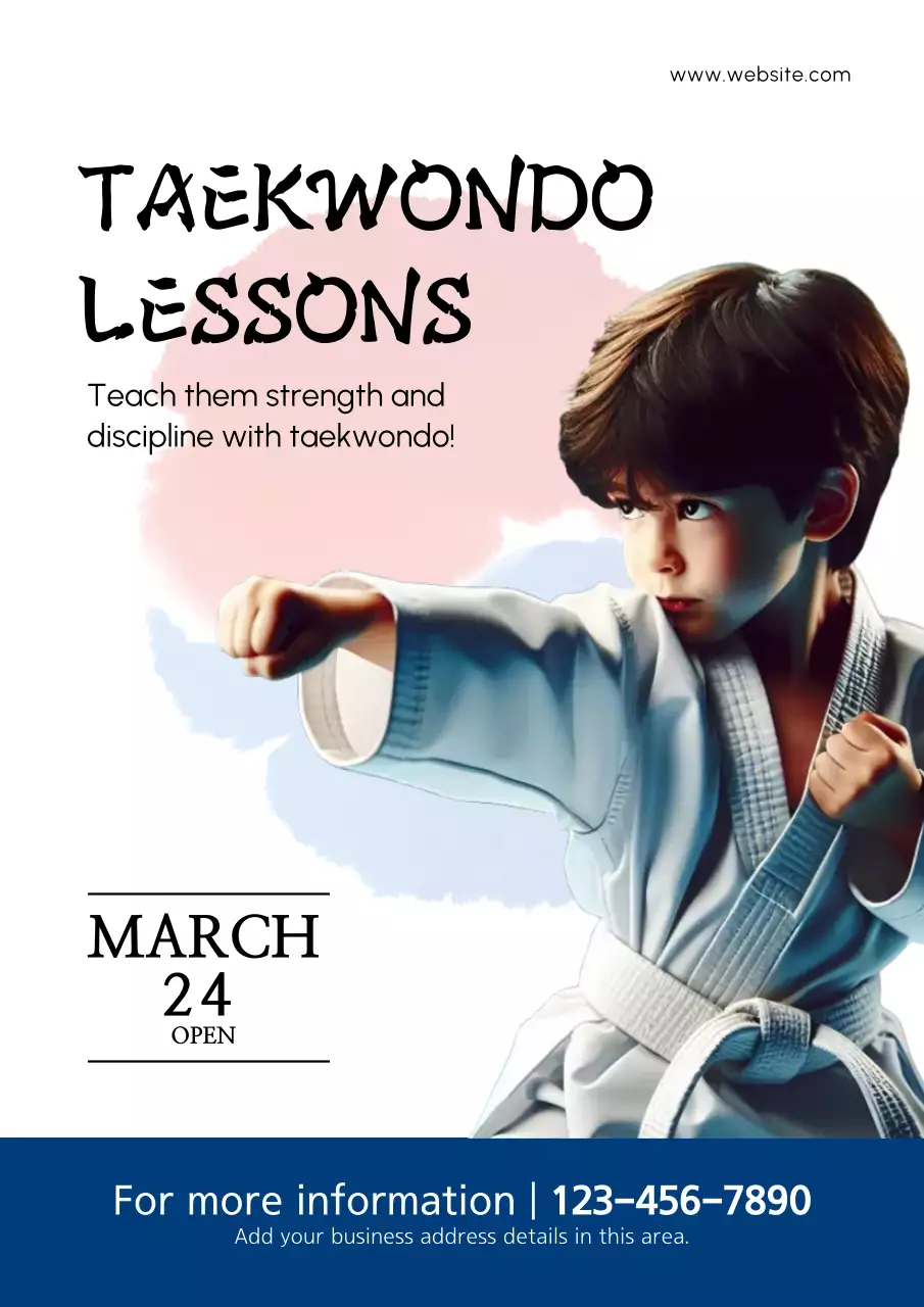 White Traditional Taekwondo Promotion Poster
