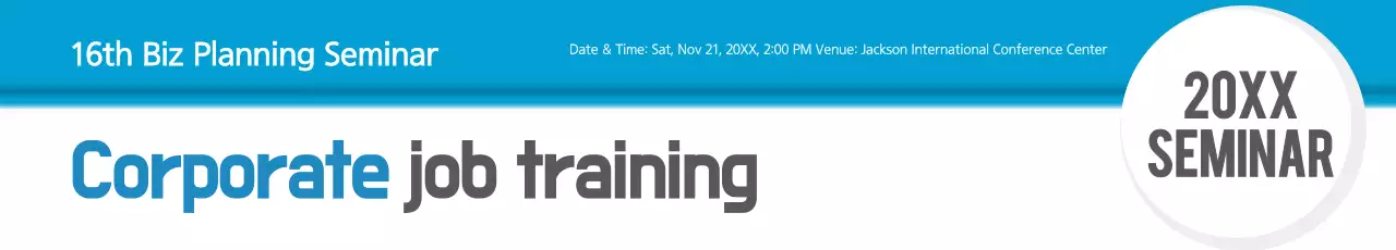 Banner do seminário de treinamento profissional azul