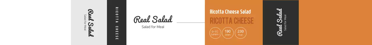 Label informasi makanan salad rapi berwarna oranye
