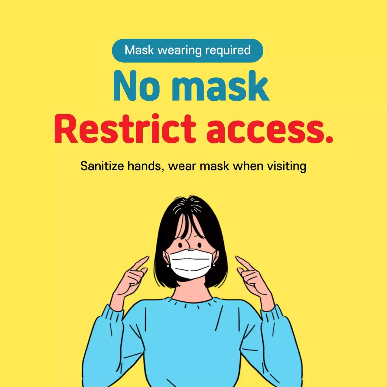 Instructions for wearing a yellow character illustration mask