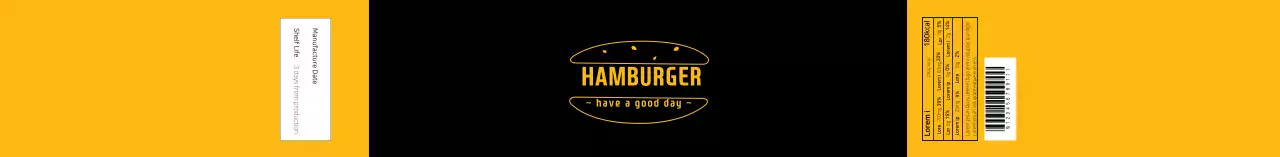 Label hamburger logo ilustrasi hitam kuning