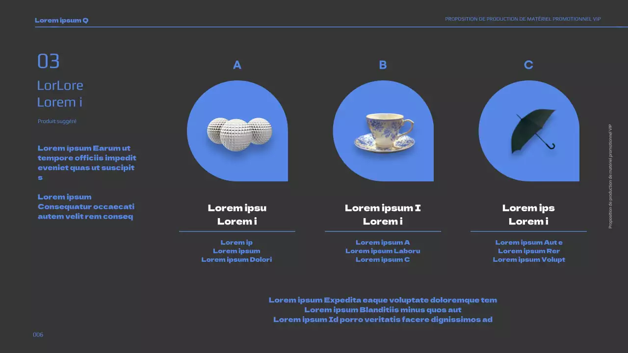 Proposition d'une pièce promotionnelle VIP de couleur bleue