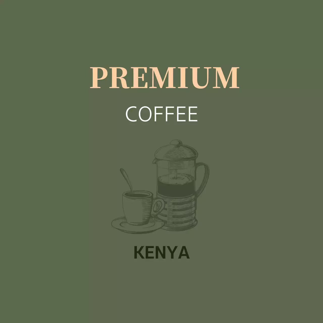 Màu xanh lá cây minh họa nhãn quán cà phê cổ điển