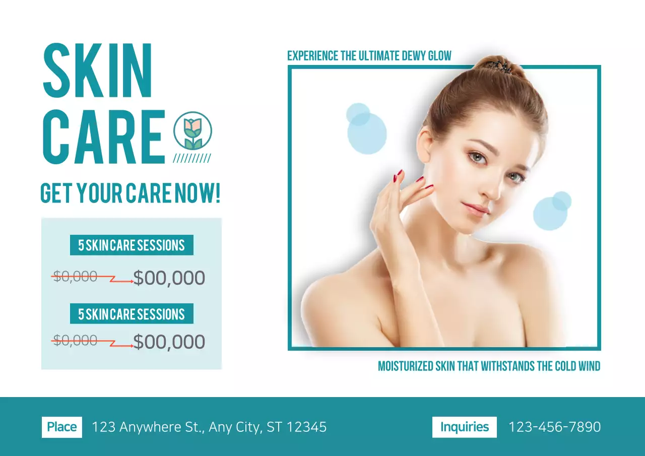 Teal Modern Skincare Promotion Poster