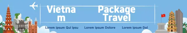 Banner de promoção de viagem tradicional azul