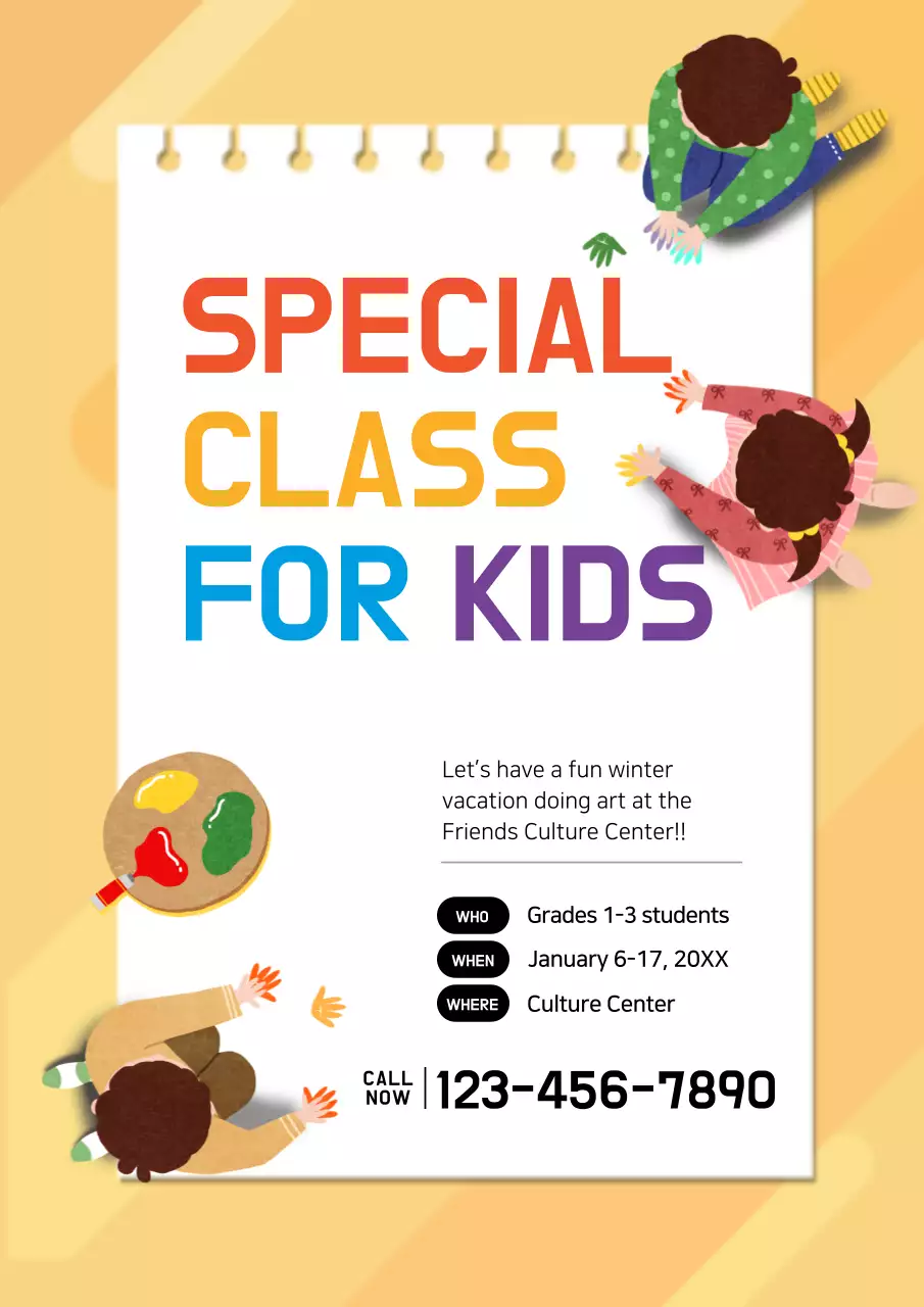 Beige Simple Kids Class Advertisement Poster