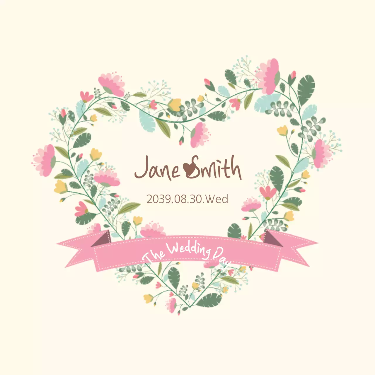 Pink Floral Wedding Invitation Banner