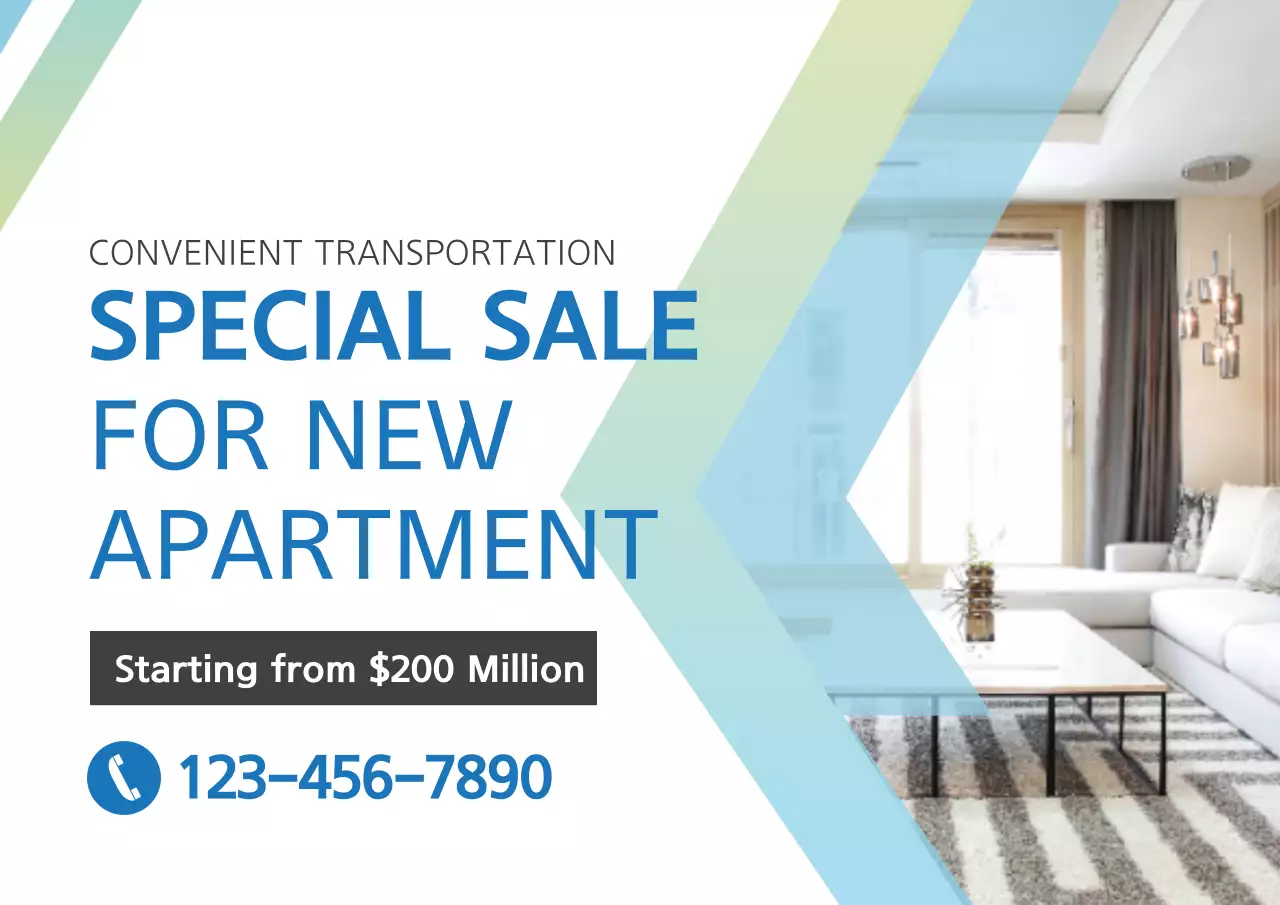 Poster Promosi Apartemen Modern Biru