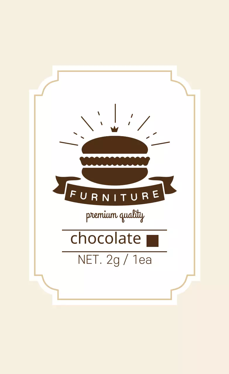 Label cokelat macaron bergambar berwarna cokelat gading