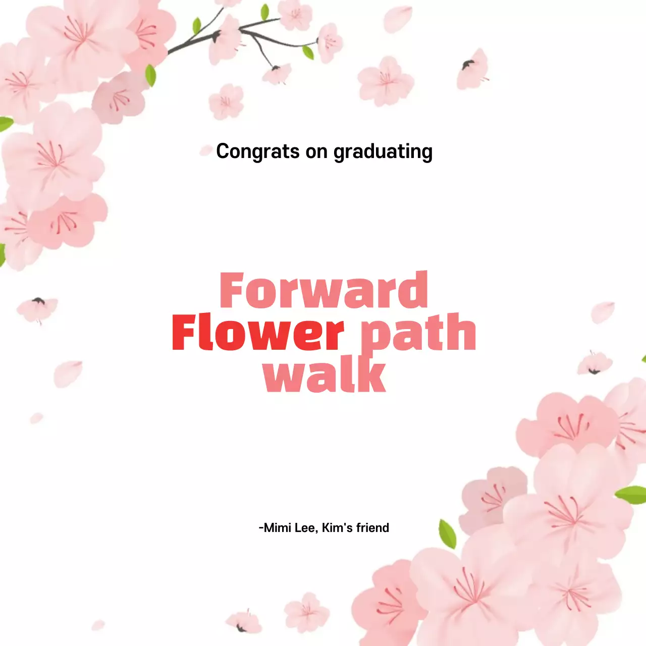 Banner de convite de formatura floral rosa