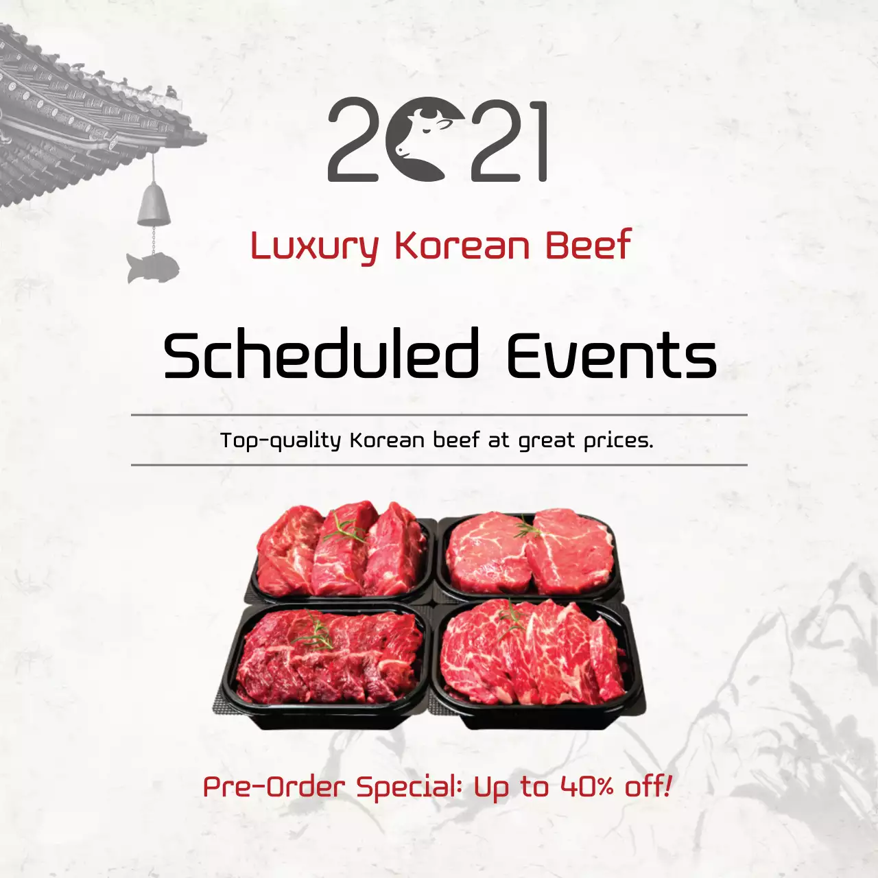 white photo traditional food hanwoo event advertising