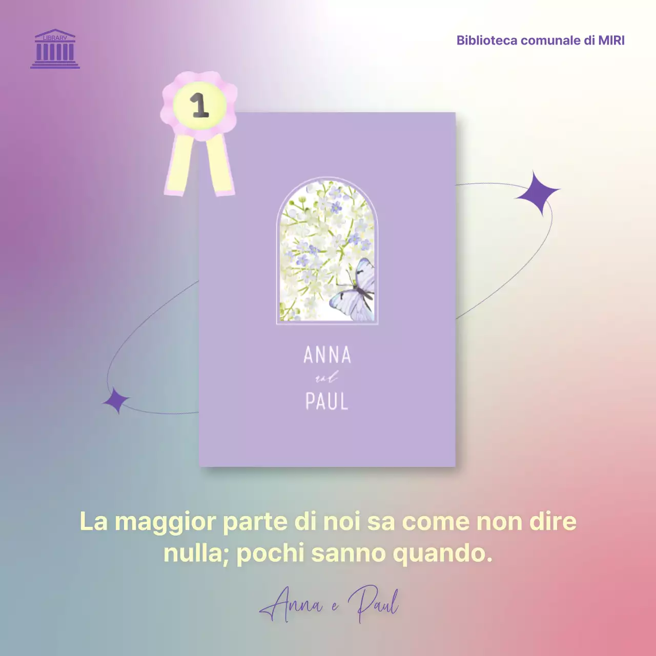 Promuovete le raccomandazioni di libri con un morbido sfondo viola e rosa sfumato V1