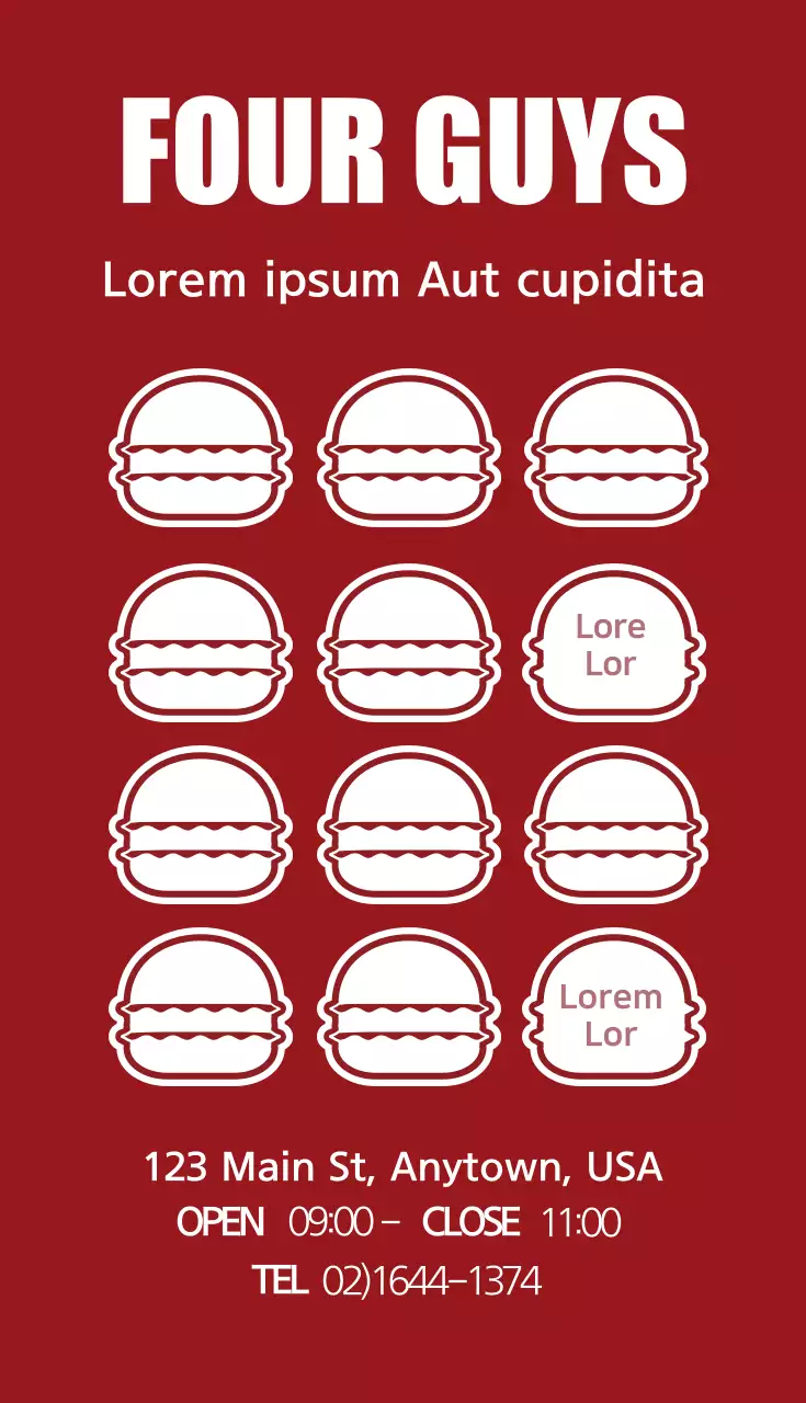 Cartão de visita promocional Red Modern Burger