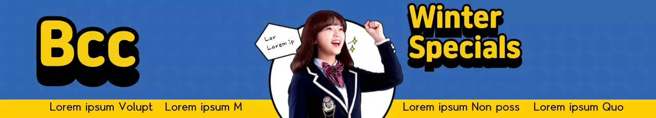 Banner promocional de inverno azul da moda