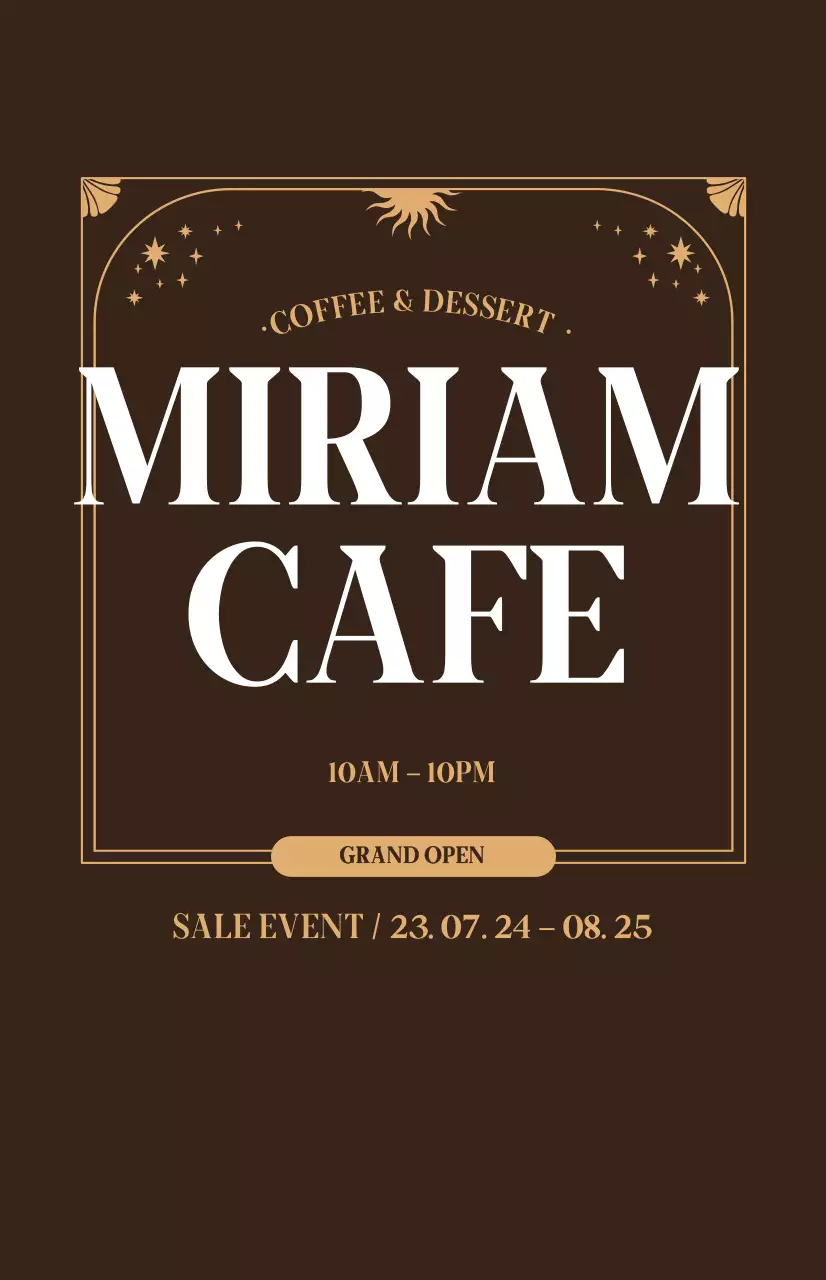 Promote a cafe opening discount with a beige mood on a brown background