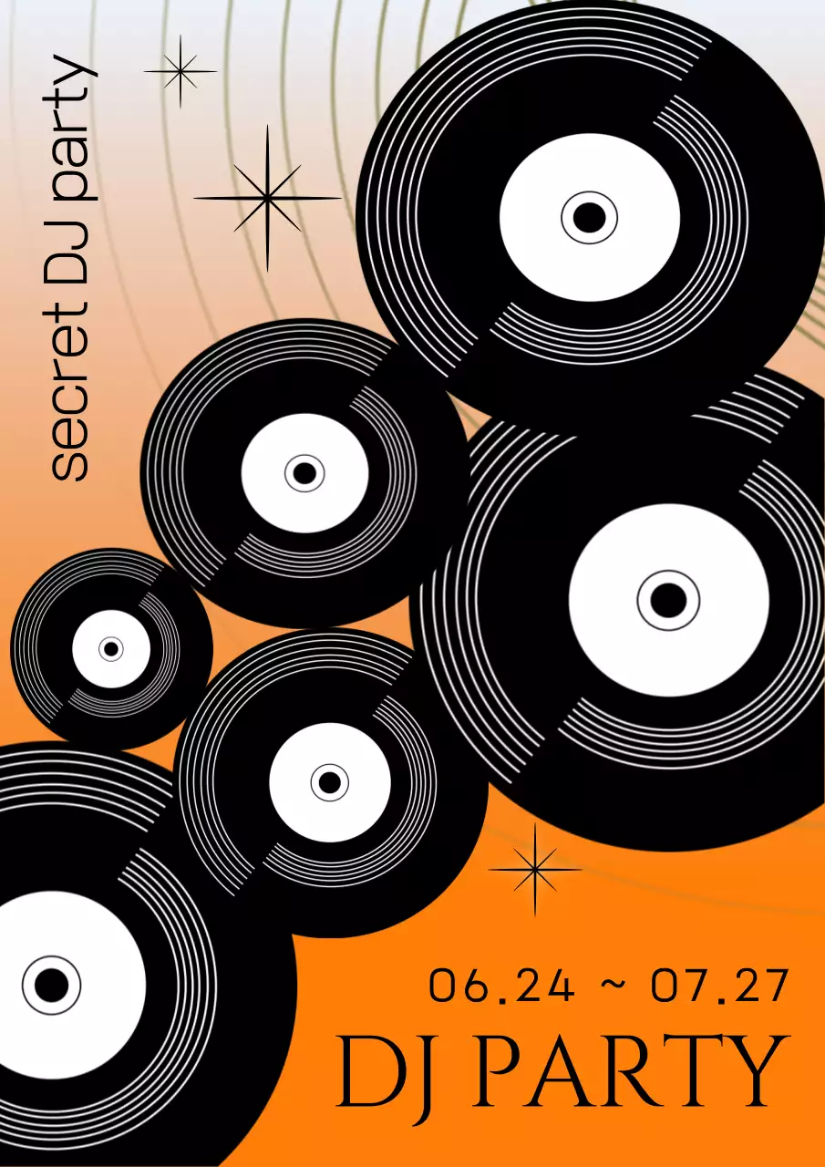 오렌지 레트로 DJ 이벤트 포스터