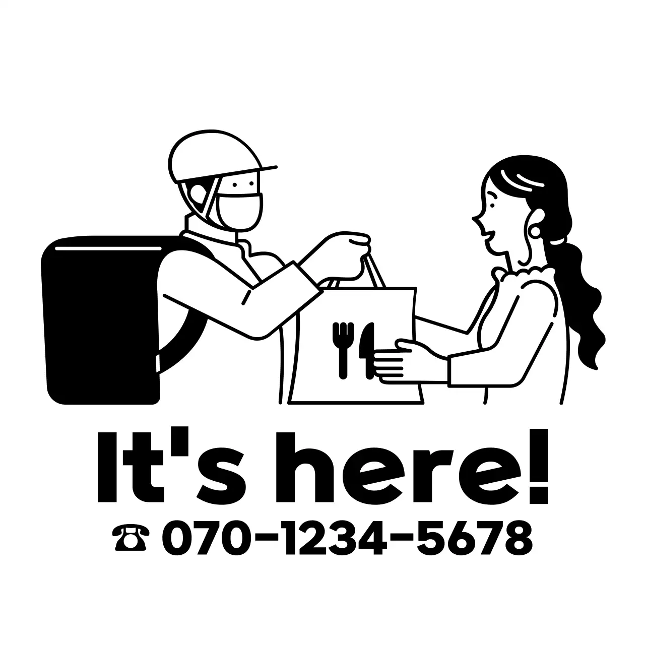 Simple modern delivery text and delivery man illustration style