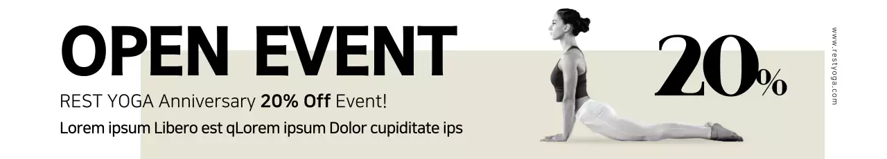 Banner de promoção de ioga minimalista bege