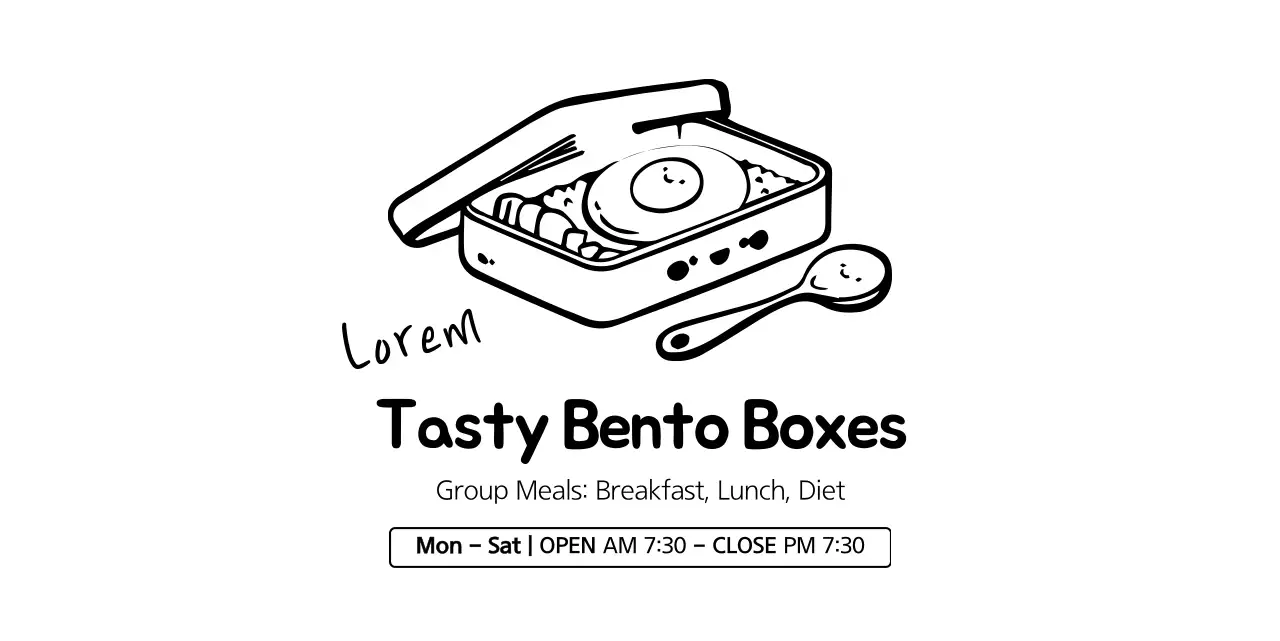 Logo style with bento box illustration for bento shop information and customer service