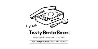 Logo style with bento box illustration for bento shop information and customer service