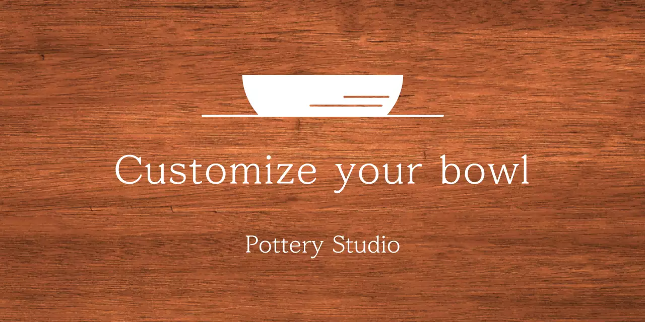 A simple workshop sign with white text and a bowl illustration