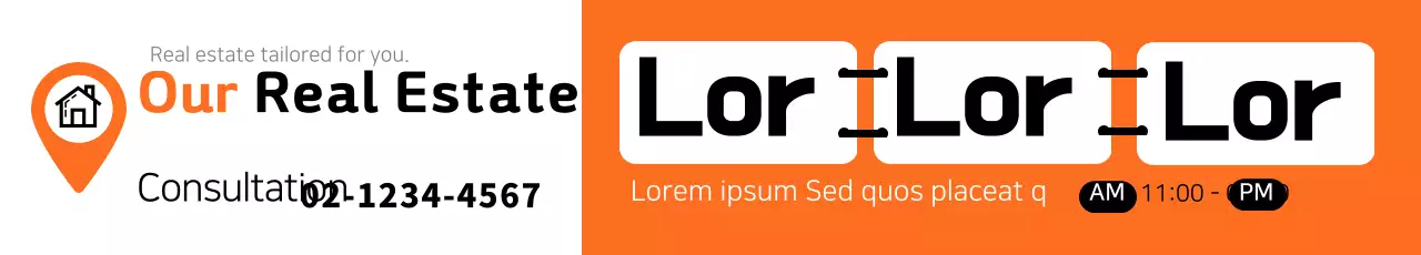 Banner de promoção imobiliária moderna laranja