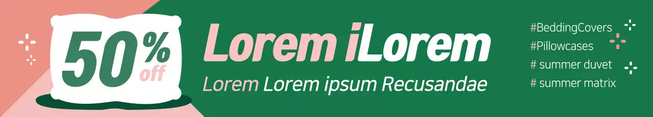 Banner de promoção de roupa de cama verde da moda
