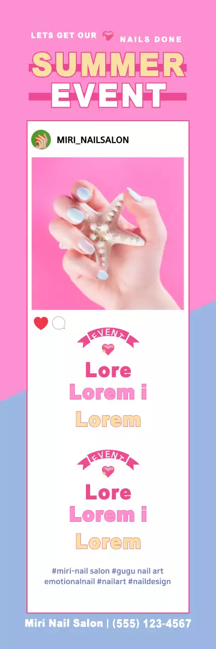 Banner de promoção de unhas da moda rosa
