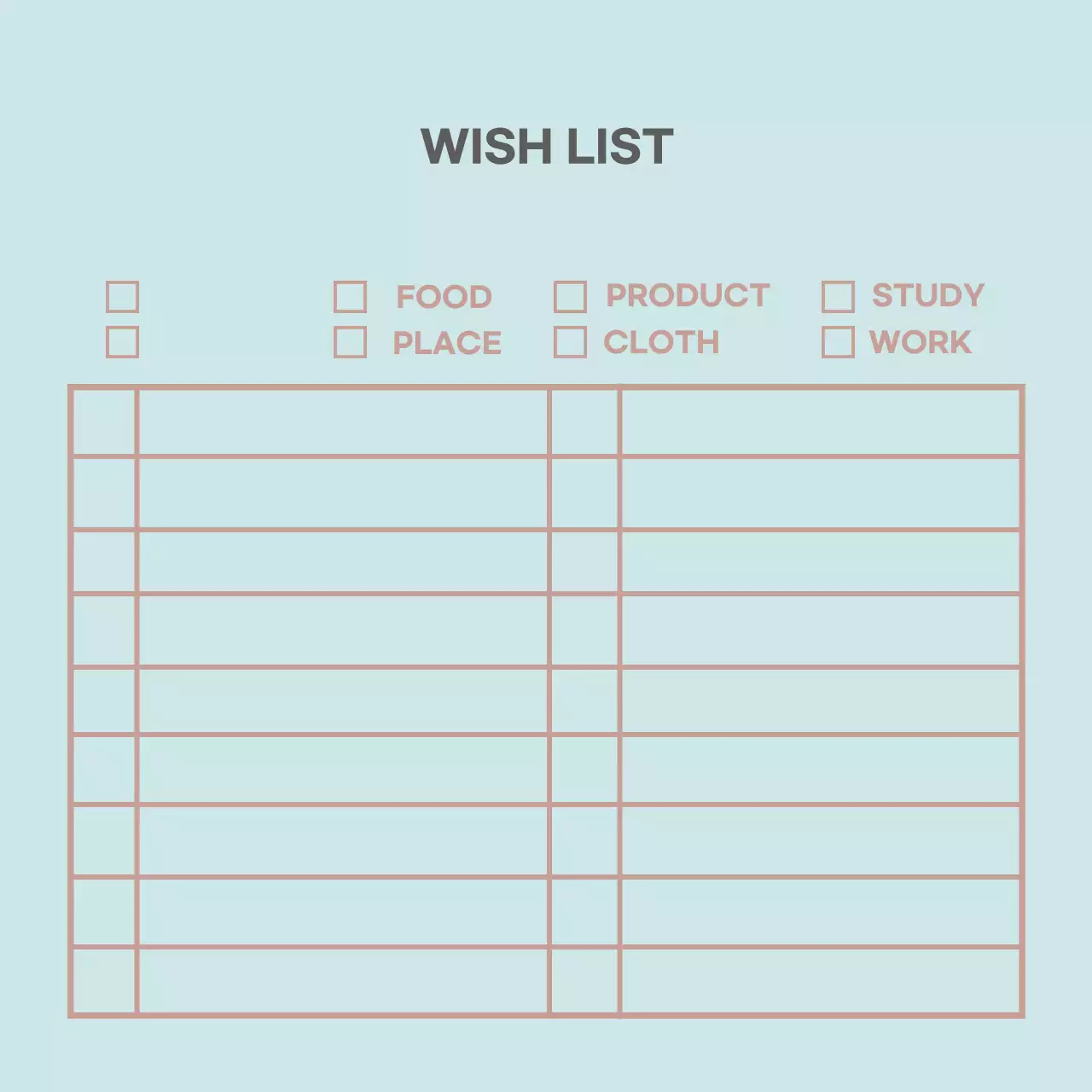 Garis mint daftar keinginan sederhana