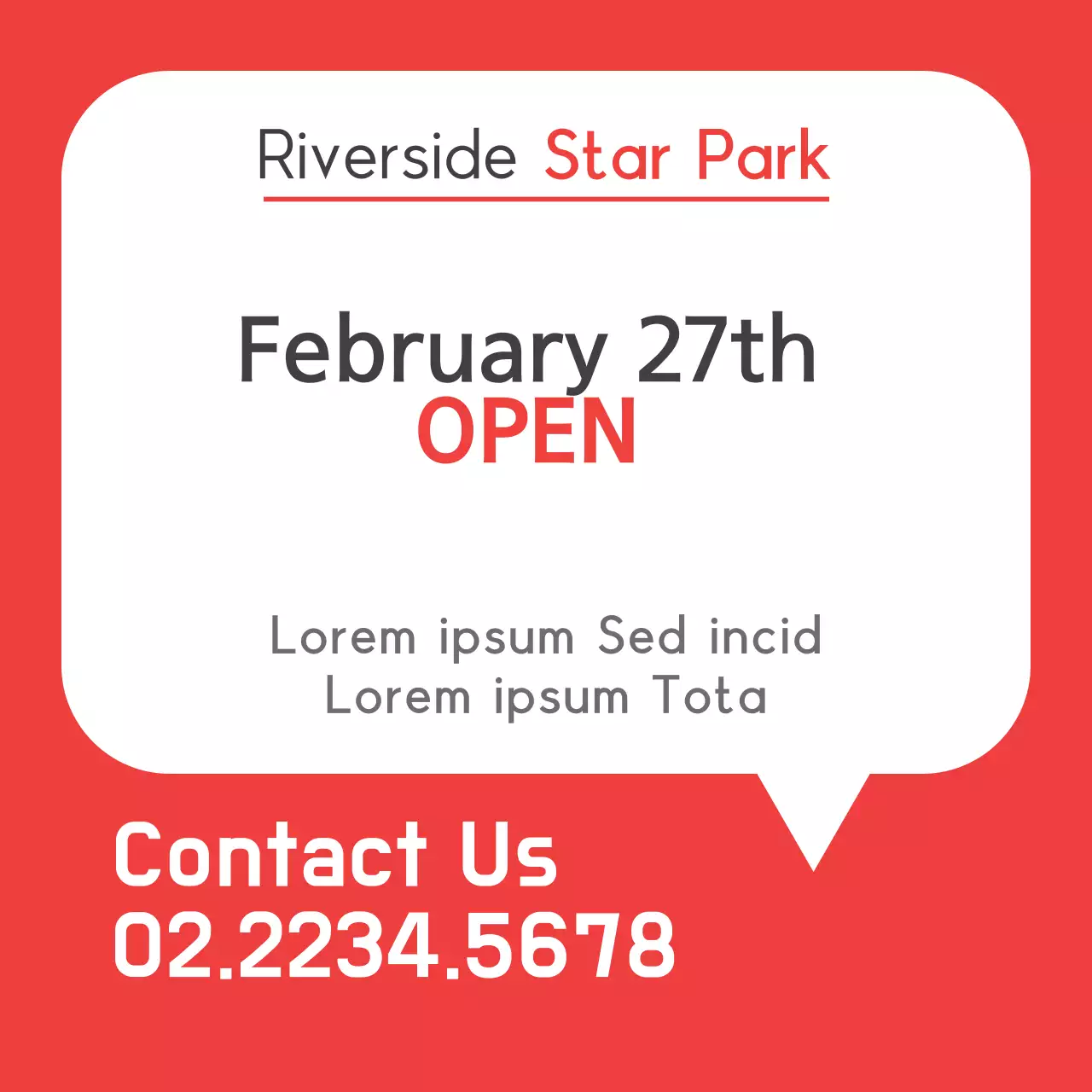 Red Simple Park Announcement Banner