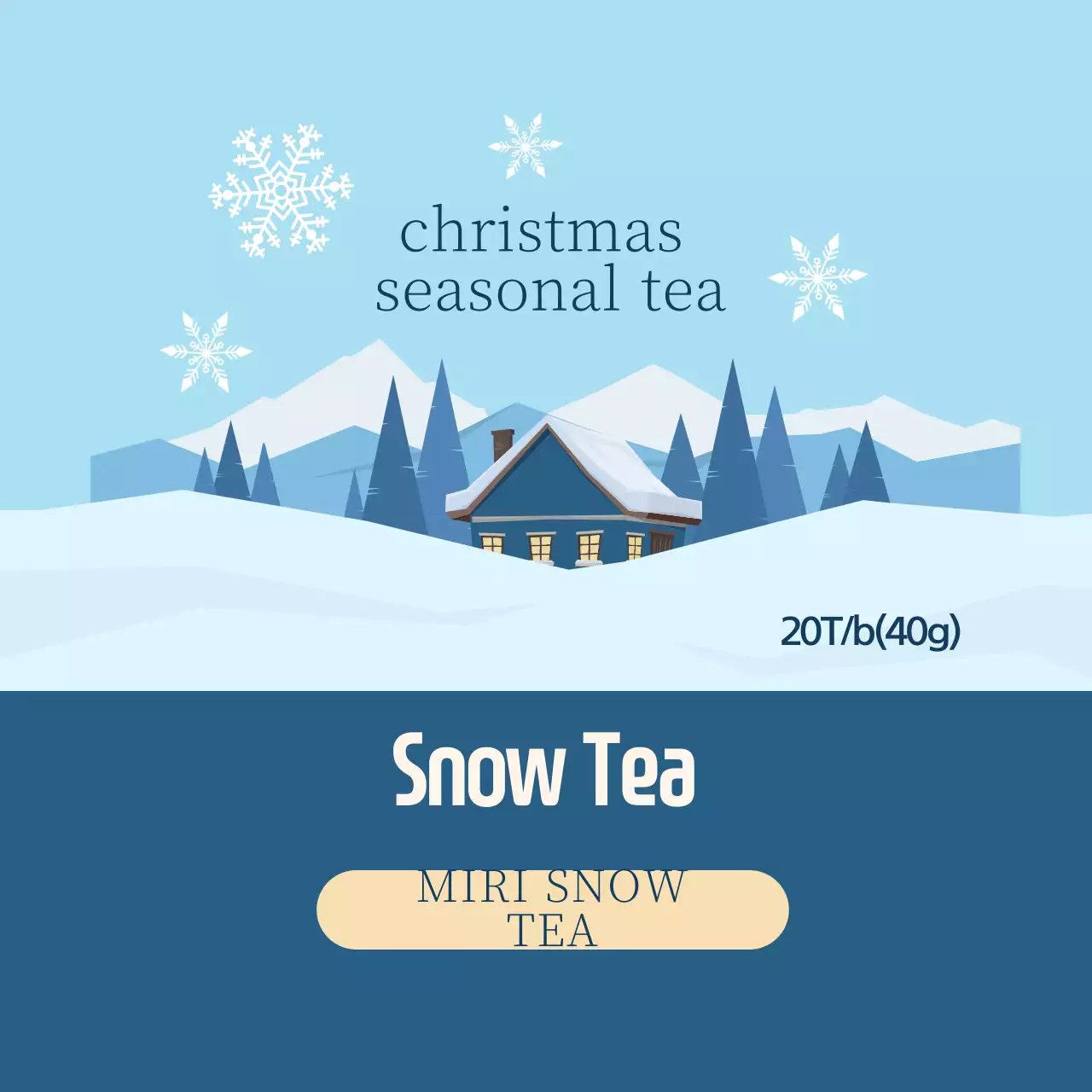 Blue Illustrated Christmas Season Tea Label