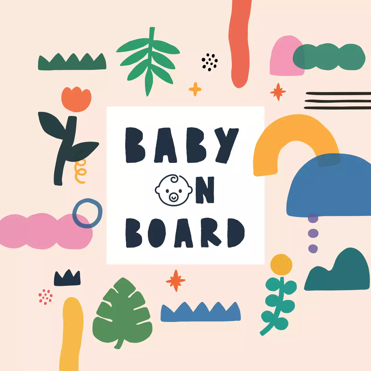 Pink navy illustration with a child riding