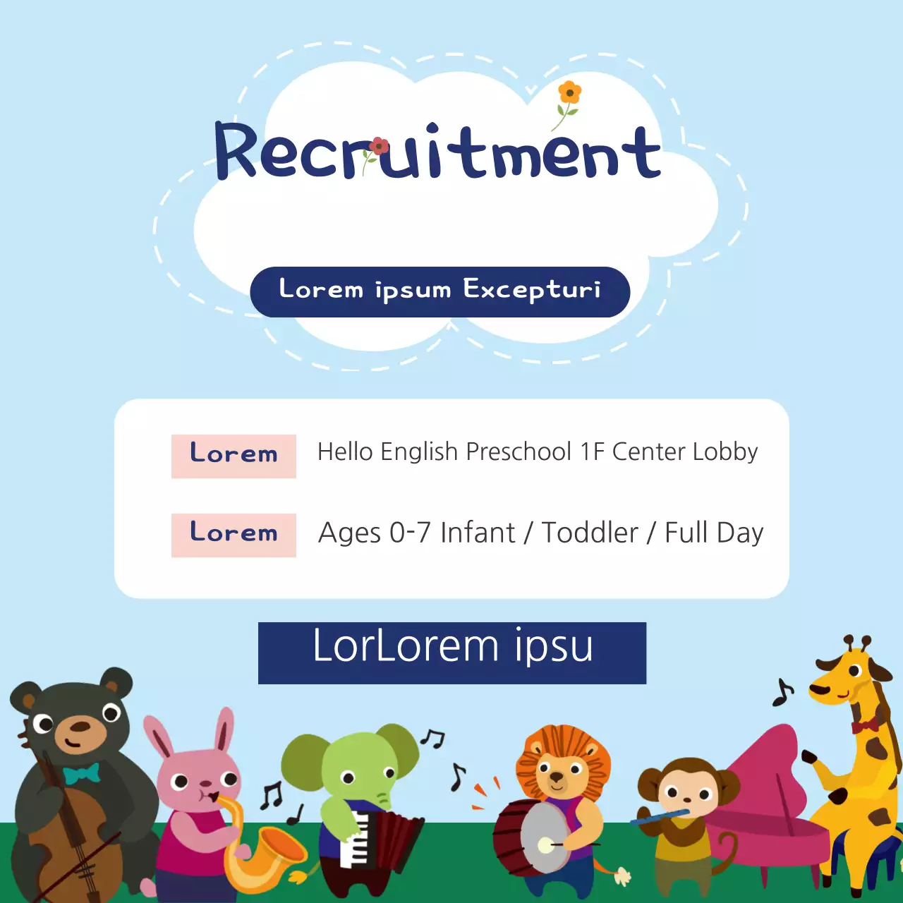 Blue Cute Preschool Recruitment Banner