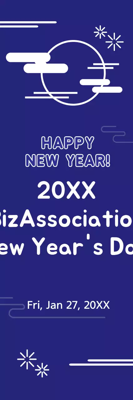 Banner de anúncio de ano novo simples azul