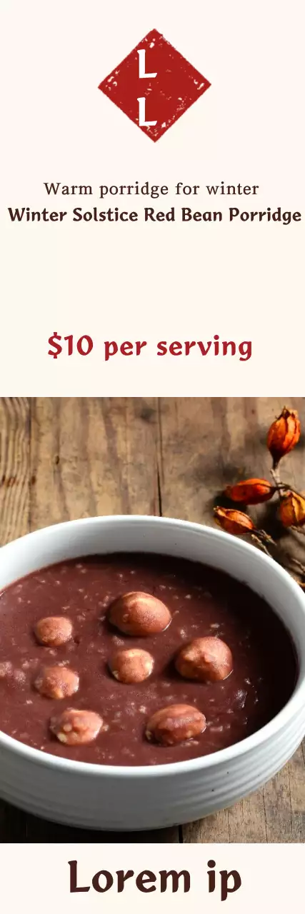 Banner promocional de mingau rústico vermelho