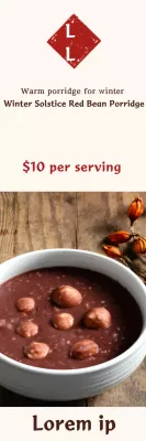 Banner promocional de mingau rústico vermelho