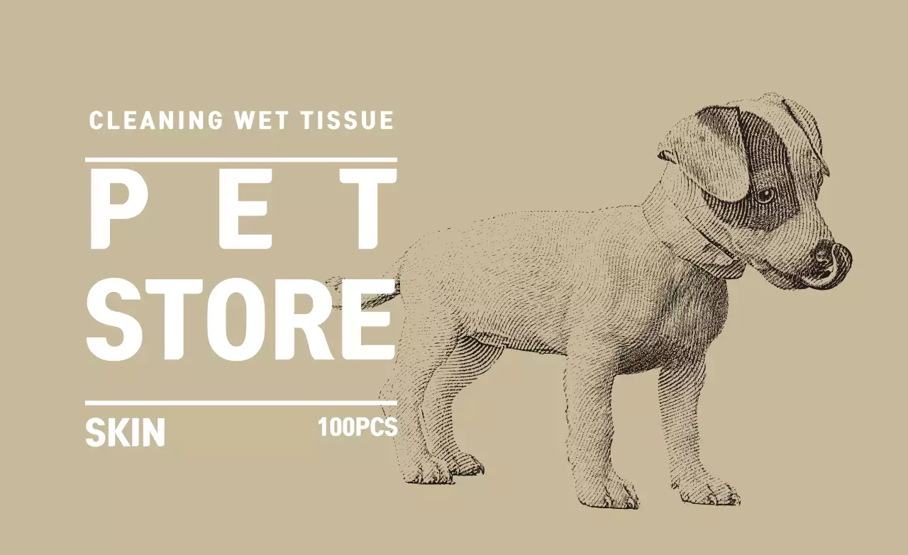 Beige illustrated pet shop label