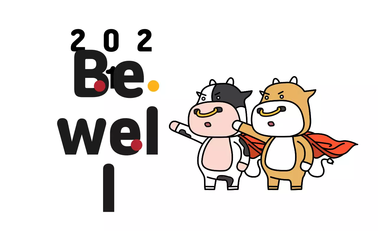 White illustration cute new year greeting label