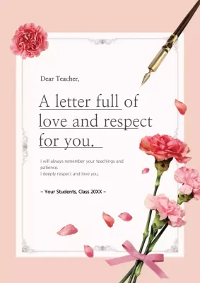 Pink Elegant Teacher Letter Poster