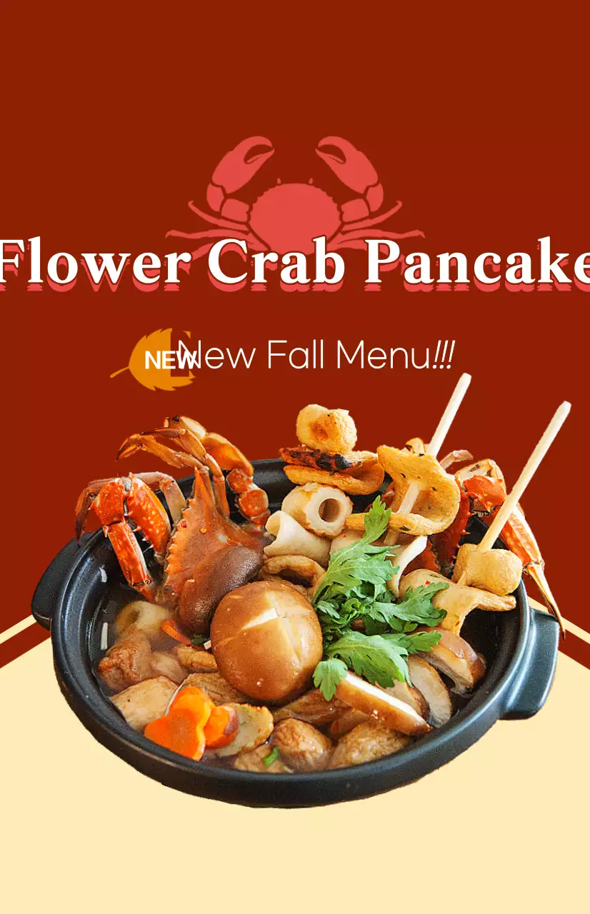Text and illustrations for a new fall menu featuring crab.